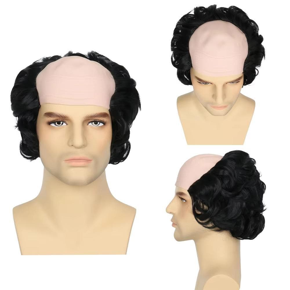 Perucas De Cabeça Careca Para Homem Velho , Peruca Reta Encaracolada Cosplay De Monge Raspado , Natural