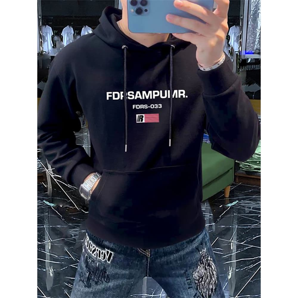 Nacional na moda estilo americano pesado moletom com capuz masculino 2026 outono inverno estilo na moda impresso forro d