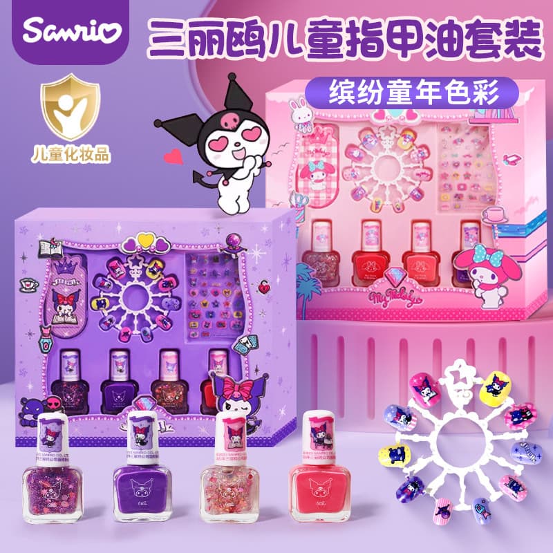 Genuíno Sanrio Kuromi à base de água destacável crianças meninas esmalte não-tóxico inodoro Manicure adesivos
