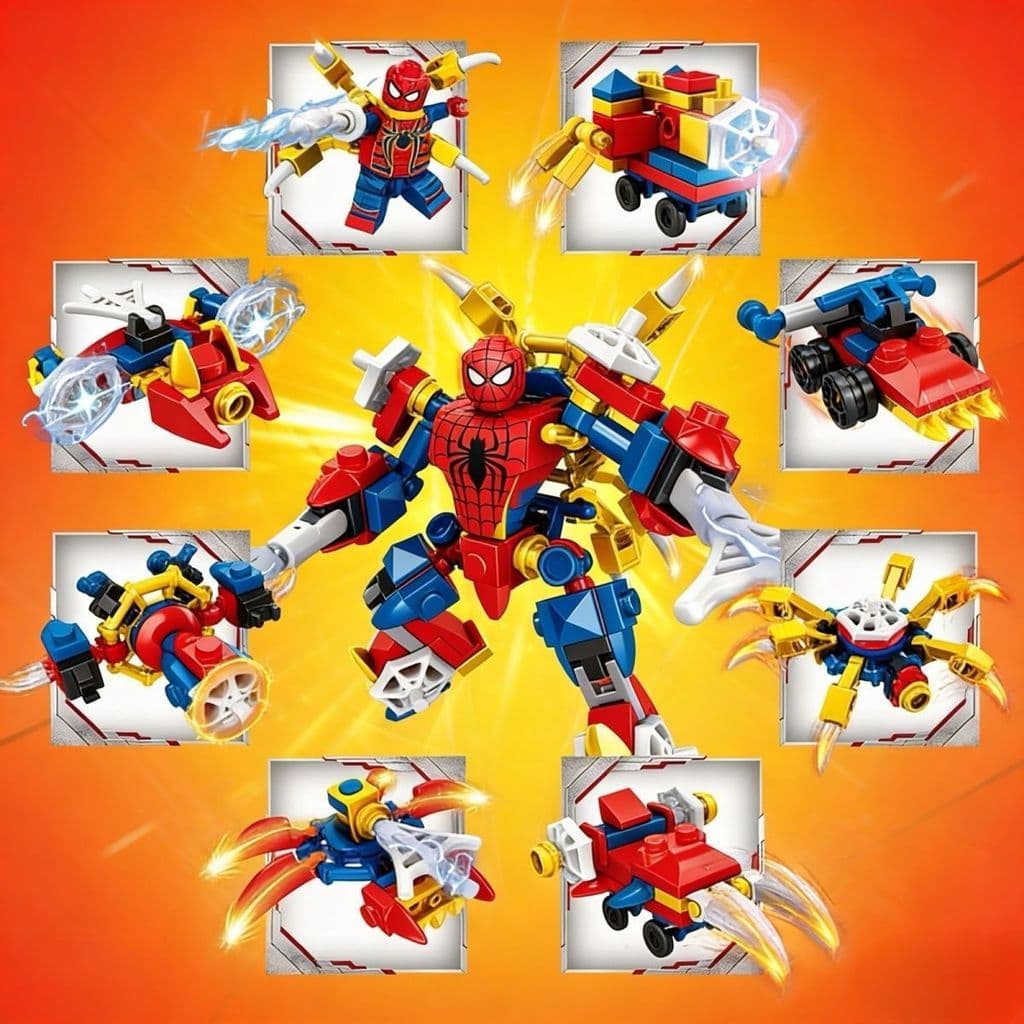 Spiderman Mecha bloco de construção educacional brinquedos construção desenvolvimento educacional brinquedos quebra-cabe