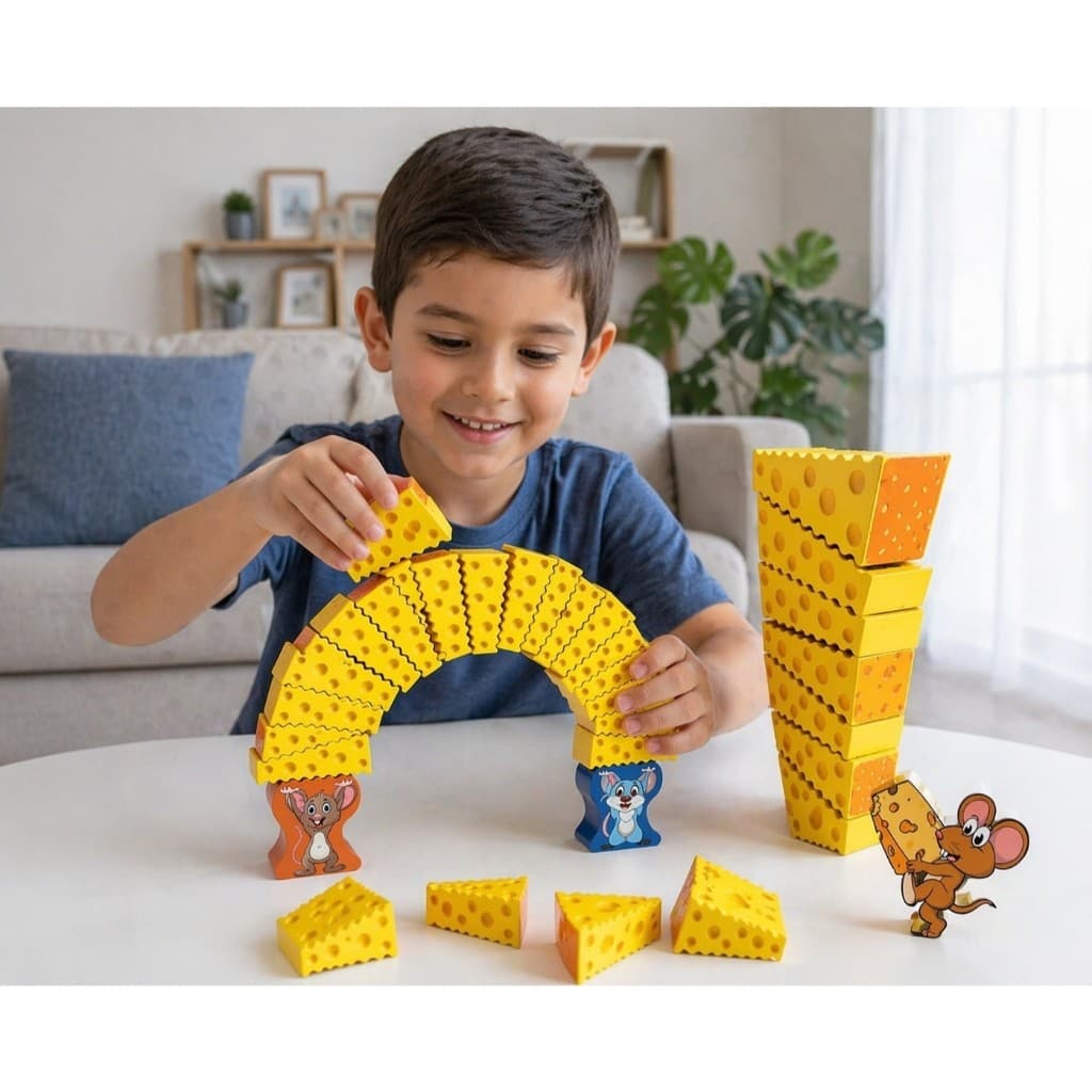 Conjunto 20 Blocos Queijo Empilha Torre Jogo Criativo Infantil Criança Presente Montar Brinquedo