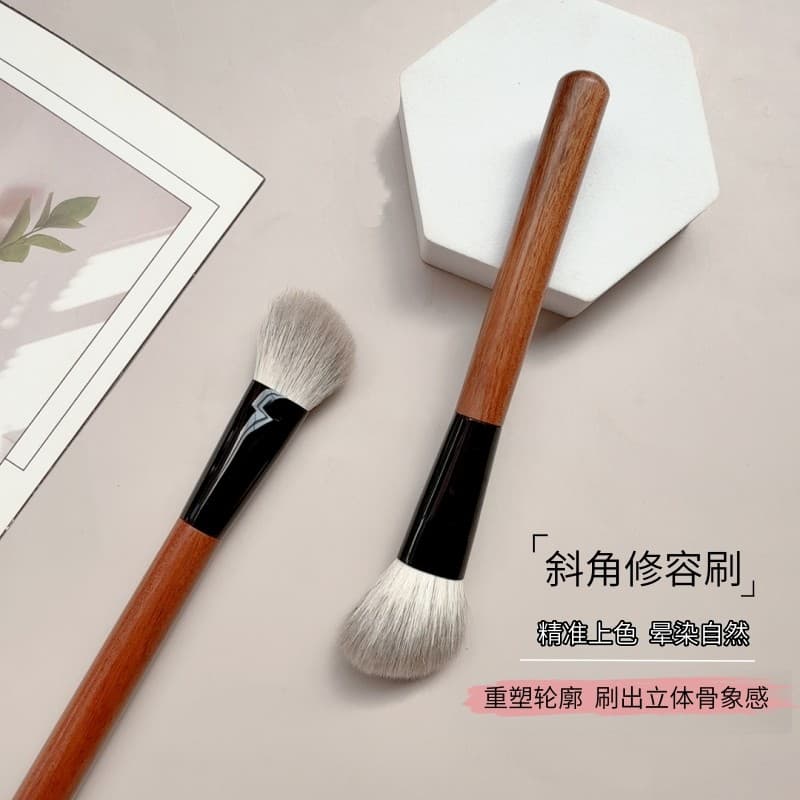 Cangzhou pincel de maquiagem neve raposa cabelo fino brilhante frente lã lado rosto chanfrado bochecha sombra Facial con