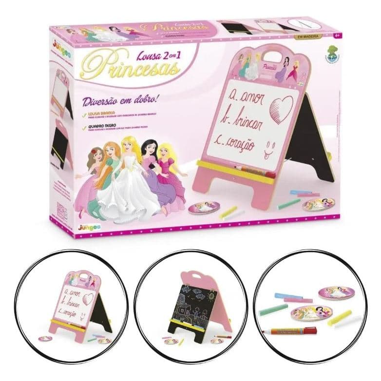 Lousa Infantil 2 Em 1 Quadro Desenho Com Giz E Marcador Junges