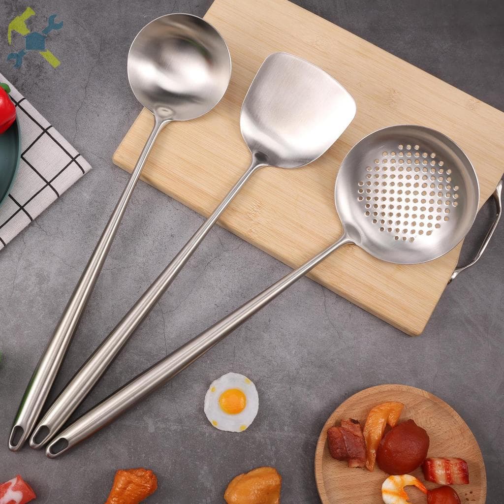 Kit De Espátula E Concha Wok , Suave , Fácil De Limpar , , Skimmer , Colher , Para Cozinhas , SHOPTKC2479