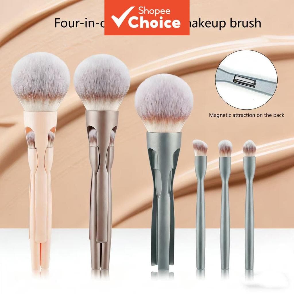 Pincel de maquiagem magnético 4 em 1 – kit com aplicadores de pó, blush, sombra e batom