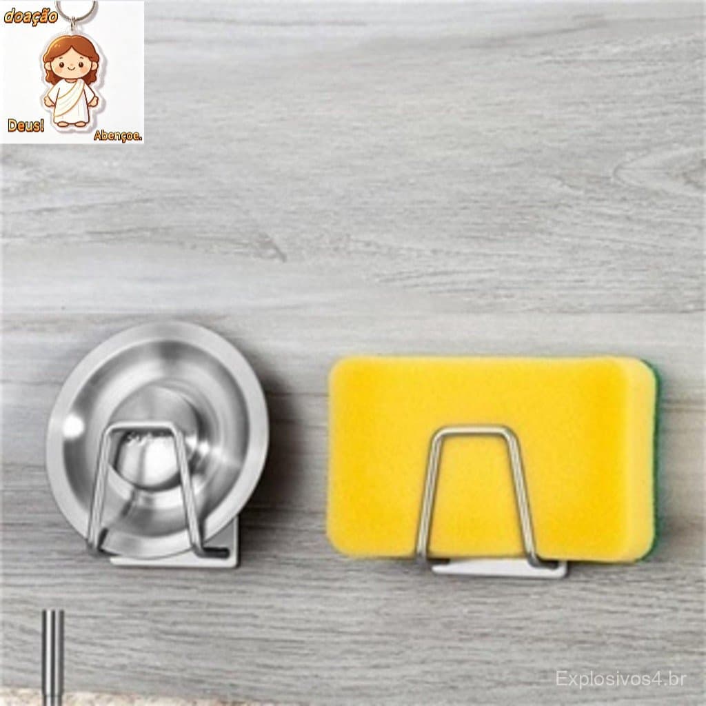 Kit 6 Aço inoxidável Suporte Porta Esponja para bucha de pia Prateleira de cozinha