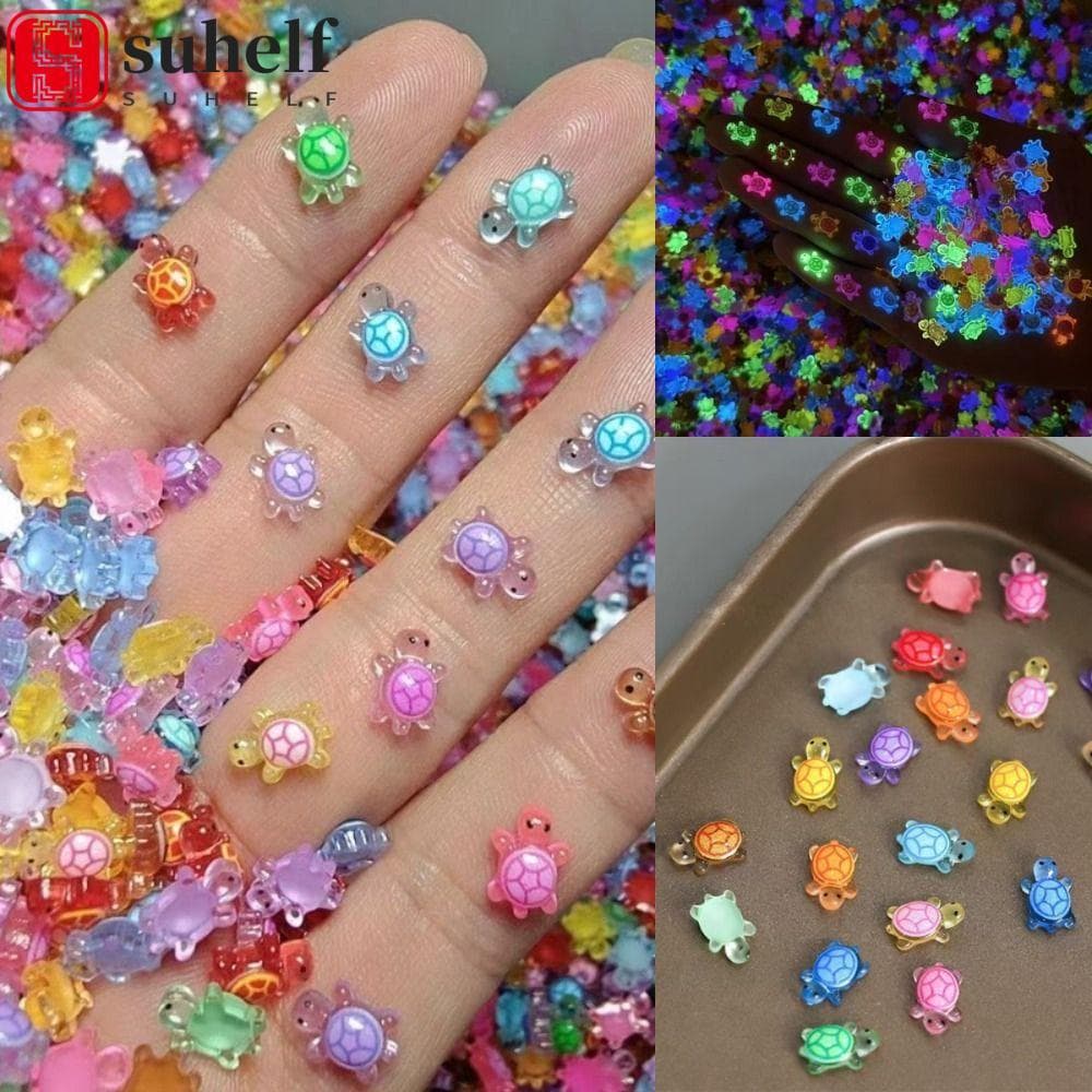 SUHELF 100 Unidades De Mini Animais , Tartaruga Luminosa De Desenho Animado Colorido Dopamina , Estatuetas Em Miniatura