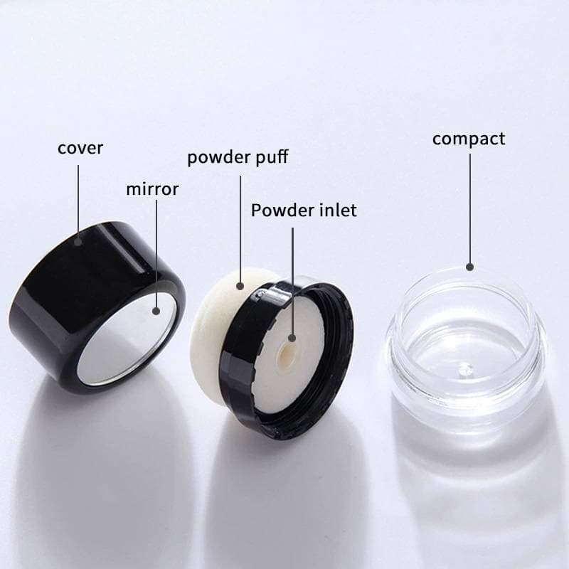 (withbetiw) Caixa De Pó Solto Portátil Com Espelho Estojo De Viagem Esponja De Cogumelo Puff Cosmético Blush Powder Jar