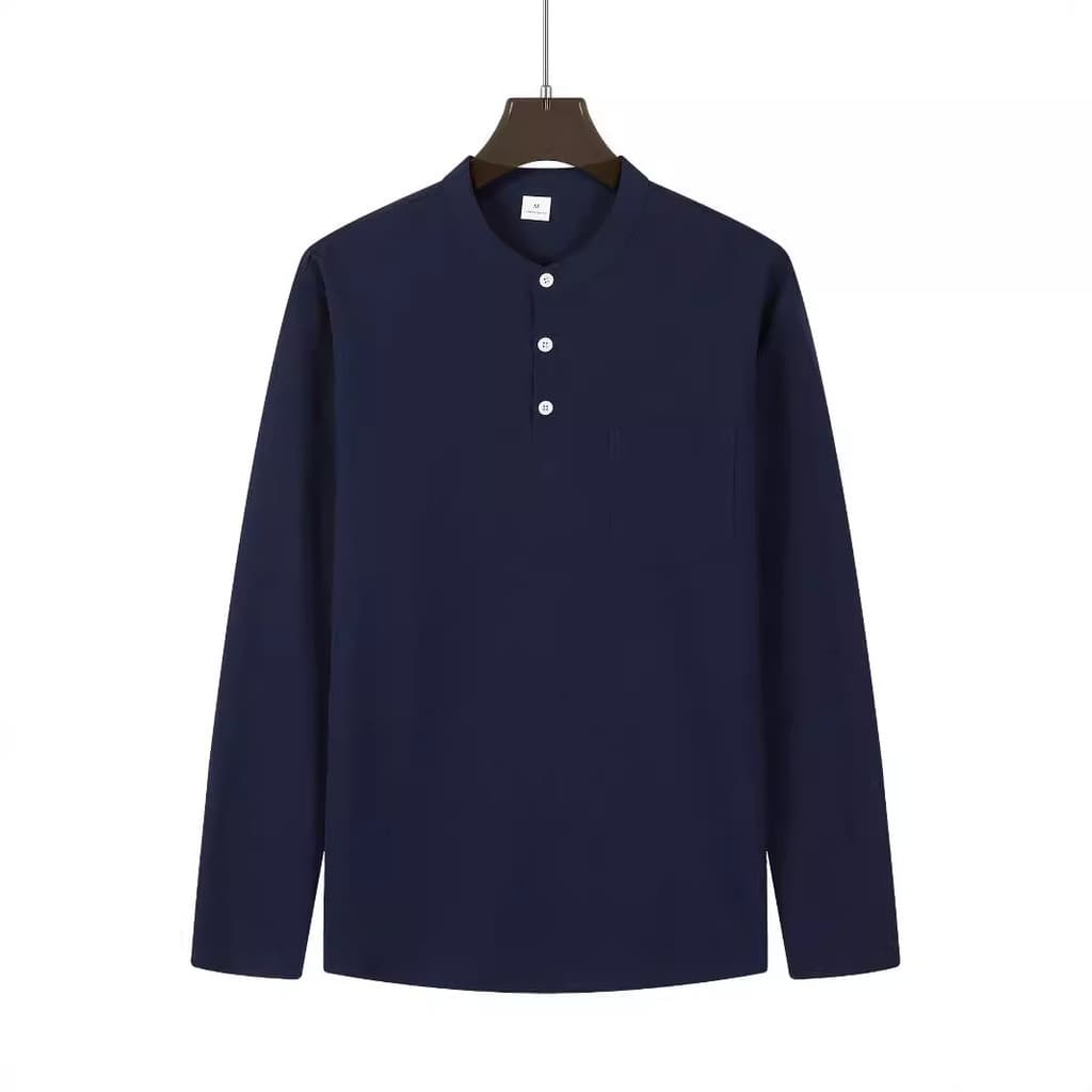 Nova camisa estilo americano, esportiva e casual, respirável, de manga comprida, leve, polo de cor sólida para homens, i