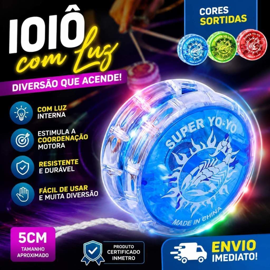 Ioiô com Luz LED Brilho Brinquedo Infantil Divertido Colorido 5cm Sortido