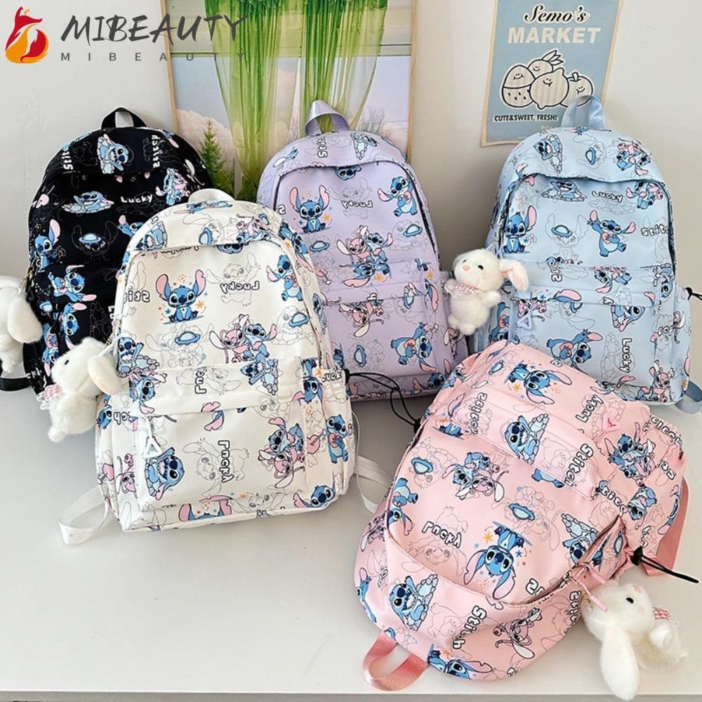 Mochila MIBEAUTY Stitch , Bolsas Escolares De Nylon De Grande Capacidade , Bolsa De Livro À Prova D'água De Desenho Anim