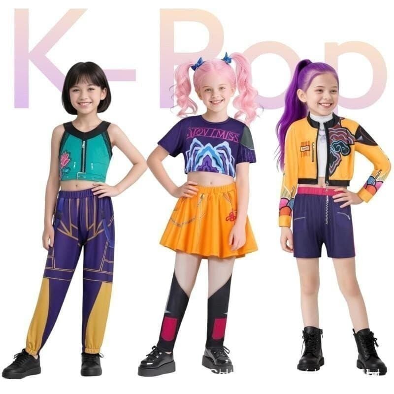 Novo Traje K-Pop 2025 Mira Rumi Zoey Demon Slayer para Homens, Fantasia de Palco para Halloween, Padrão Impresso em 3 TL