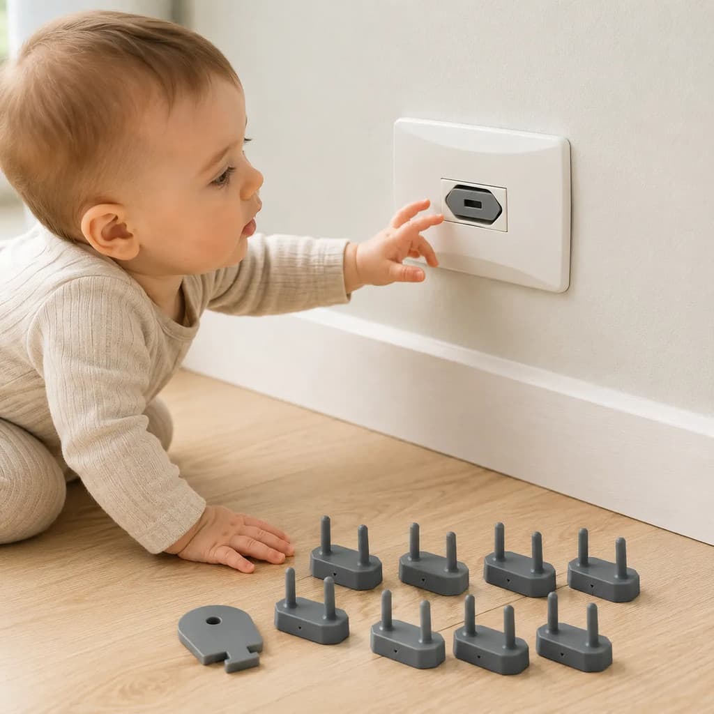 Kit 20 Protetor De Tomada Segurança Cor Cinza Infantil Bebê