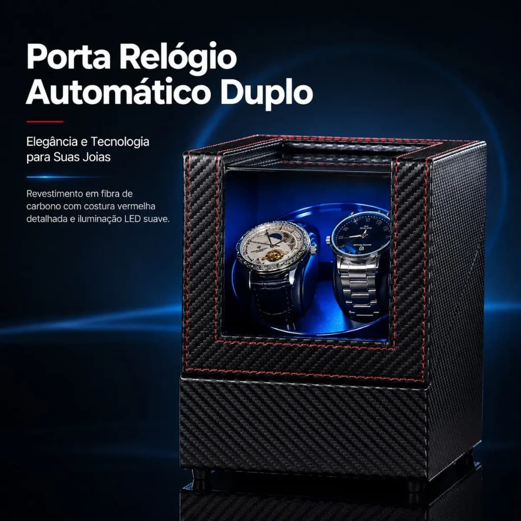 Enrolador Automático Para Relógio Mecânico 2 Lugares Pu Led