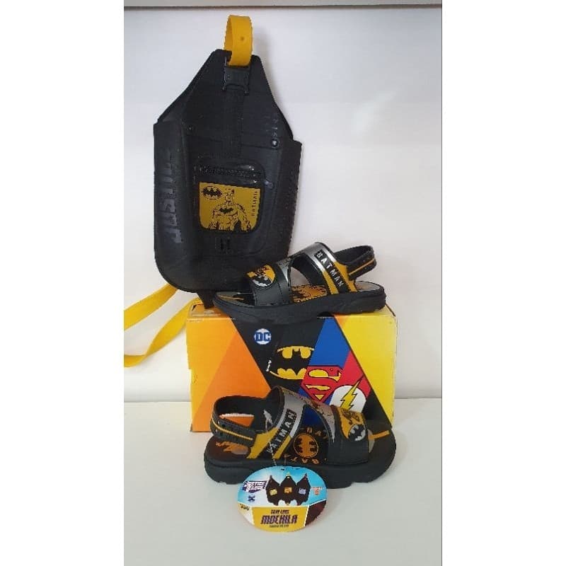 Sandália Infantil Grendene Kids Liga da Justiça Menino Original Confortável com Velcro Leve Solado Antiderrapante Casual
