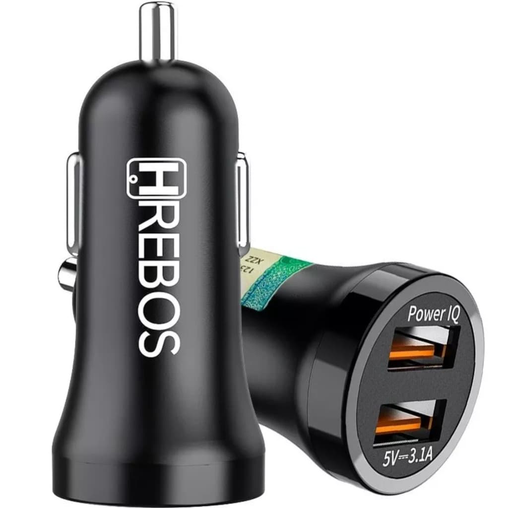 Carregador Veicular 3 1A Dual USB Sem Cabo Hrebos HS 182