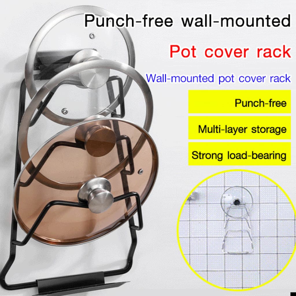 [Fácil Instalação] Casa Cozinha Parede Rack De Tampa De Panela
