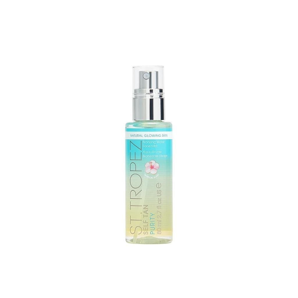 St. Tropez Self-Tanning Pure Face Mist, com efeito de brilho bronzeado, contém ácido hialurônico e antioxidantes, um pro