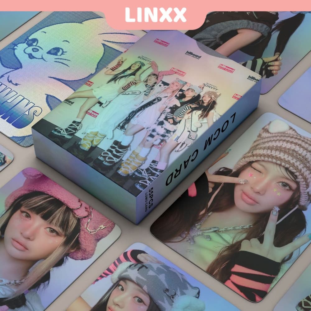 LINXX 55 Peças de Cartões Holográficos a Laser NewJeans BBA, Série de Photocards Kpop, Postais 1IO3 JJF6