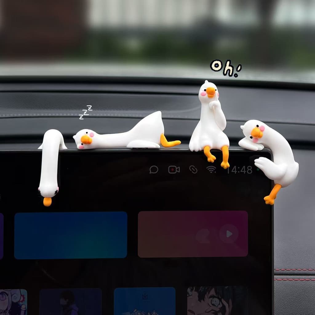 Engraçado Estilo Pato Acessórios Do Carro Bonito Console Central Tela De Exibição Decoração Bonecas Auto Interior