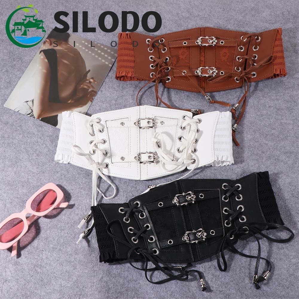 SILODO Faixas De Renda , Cinto Espartilho De Couro Ajustável , Corda De Gravata Elástica Cintura Larga Feminino
