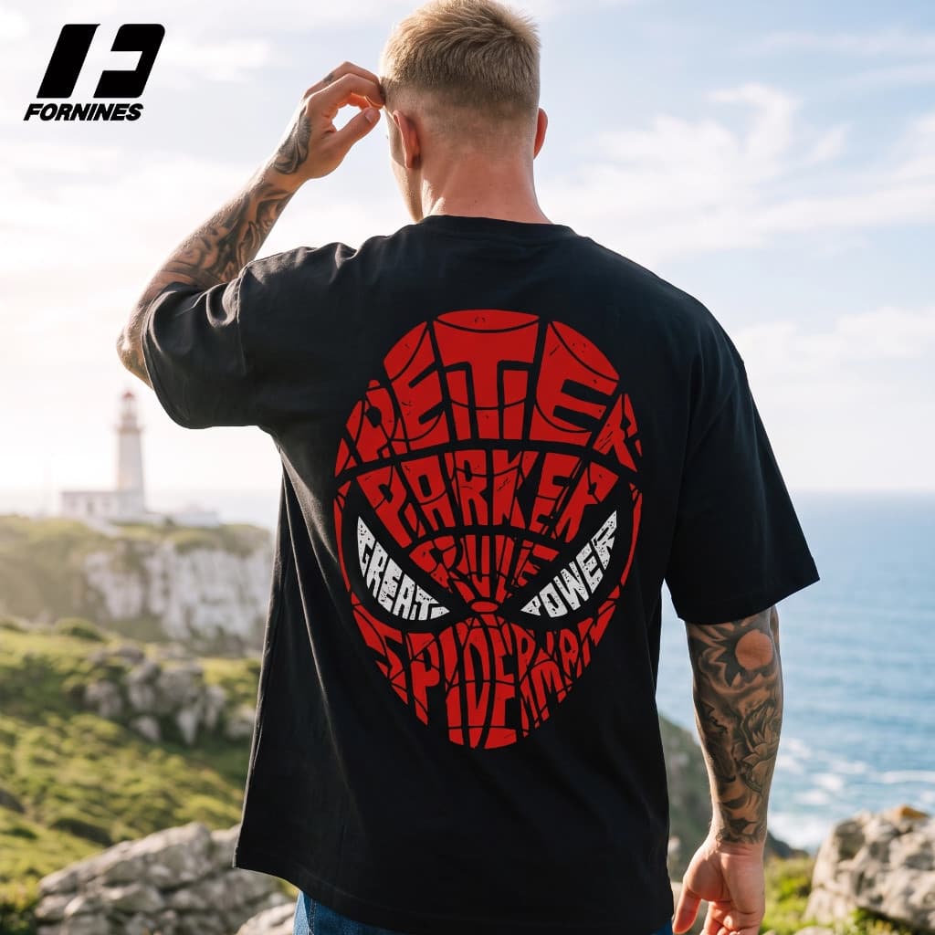 Camiseta Máscara Aranha Herói Filme 100% Algodão Penteado Estampa Grande Profissional Streetwear Unissex Oversize
