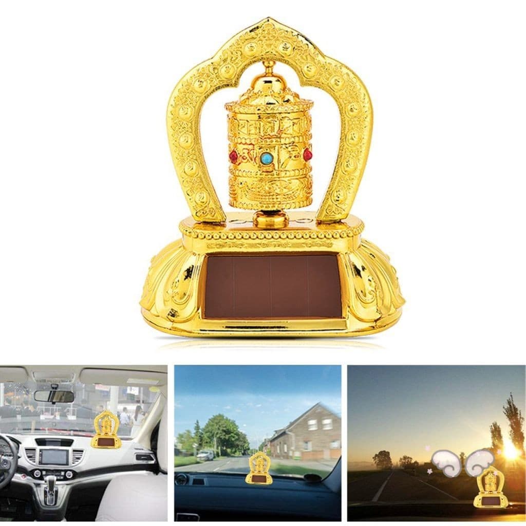Roda De Oração Solar Para Carro-Moinho De Vento Giratório Decorativo