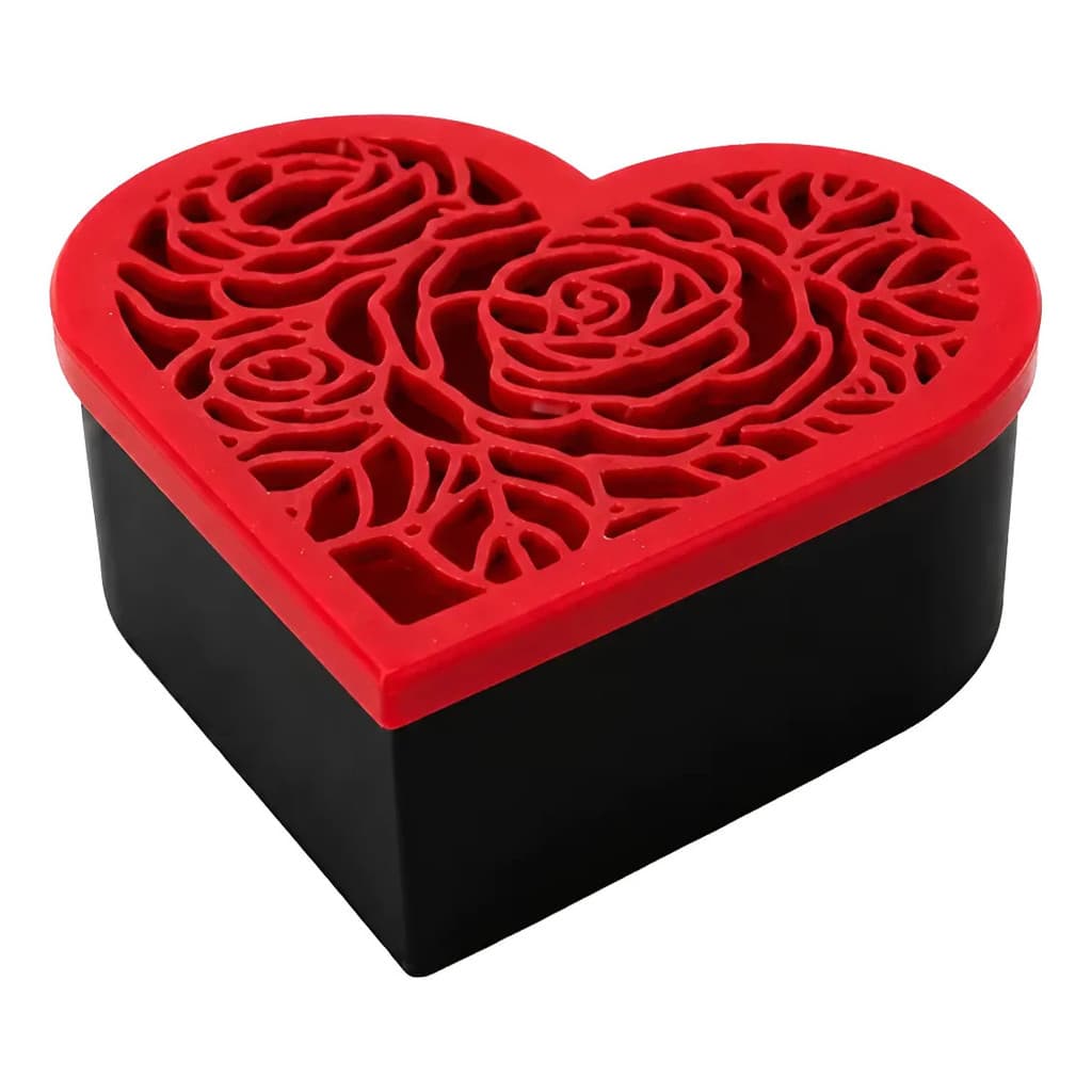 Caixa Decorativa Presente Coração Com Tampa Preto E Vermelho