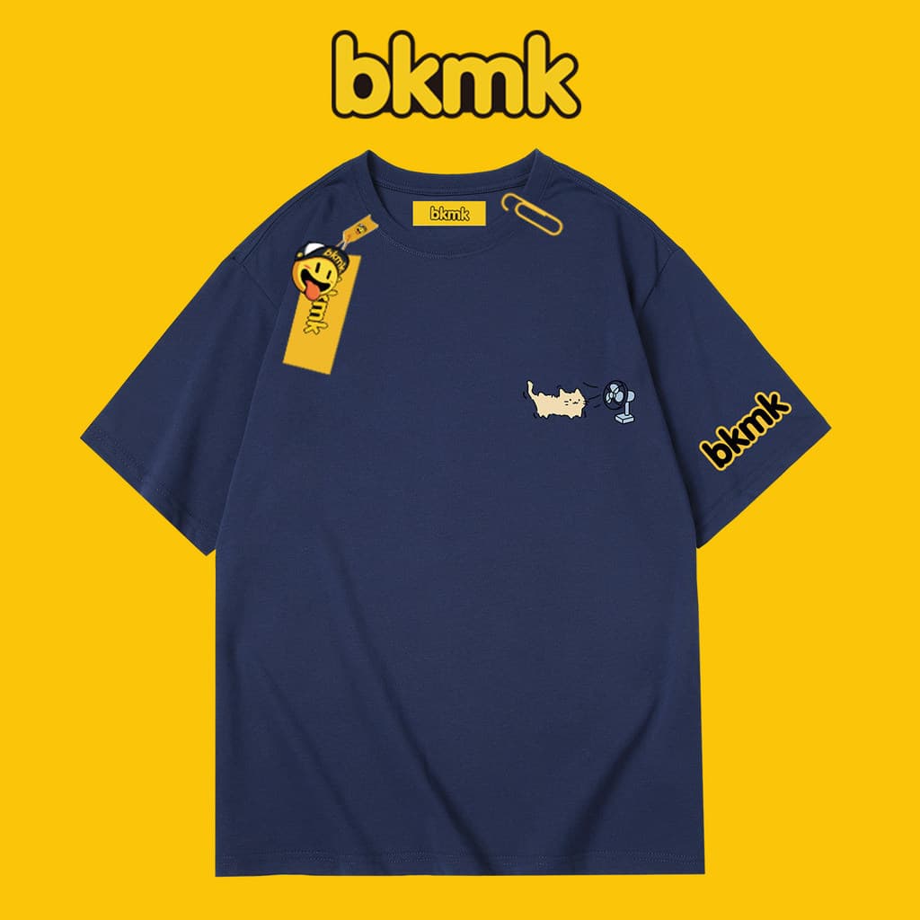 BKMK Gato Impressão Camiseta Solta Masculina De Manga Curta Topo 100 % Algodão Premium Na Moda Verão ins super Fogo Nich