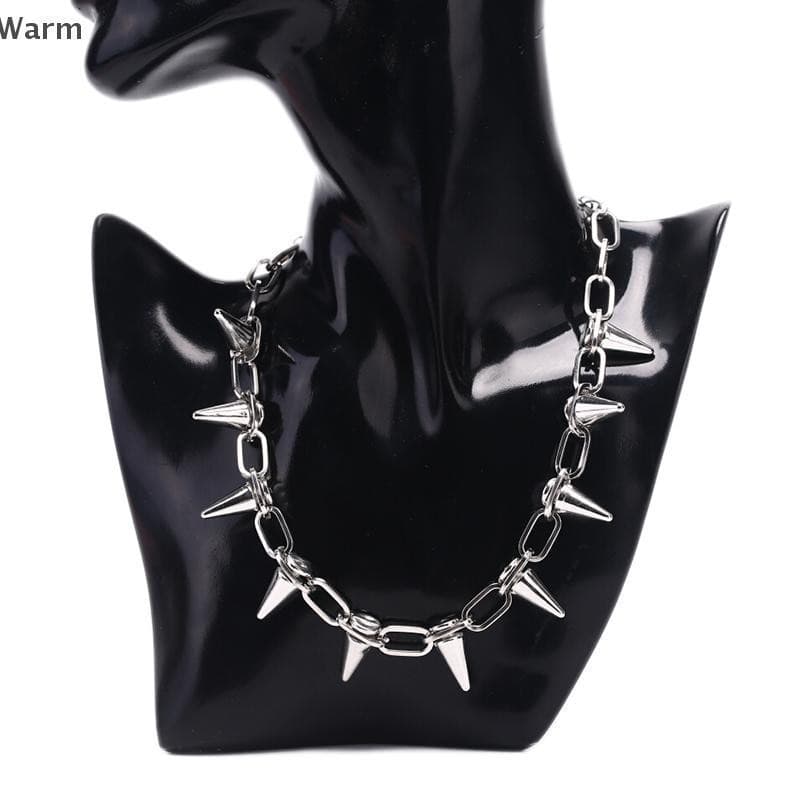Quente Novo Pico Rebite Punk Colar Goth Rock Biker Link Corrente Gargantilha Jóias Casa