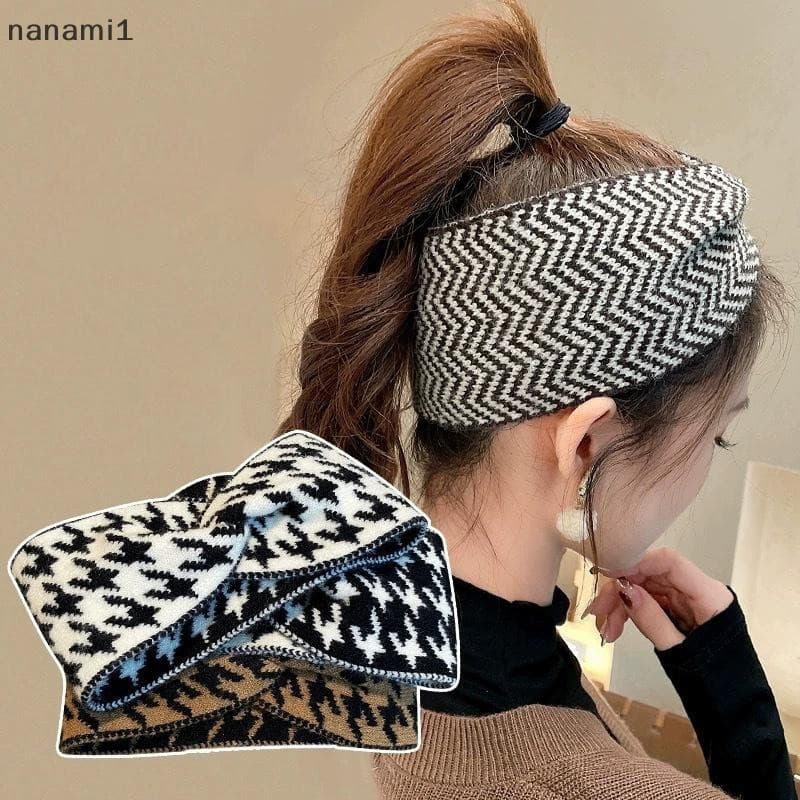 nanami1 Houndstooth Padrão Mulheres Acessórios De Cabelo Para Estilo De Aba Larga Moldura De Argola Fashion s Boutique