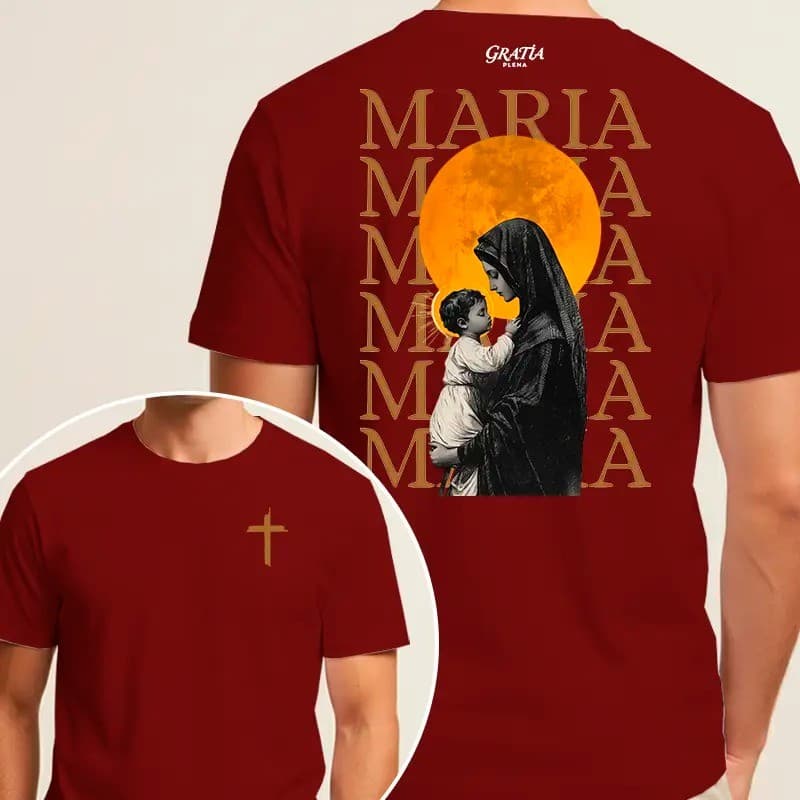 Camiseta Virgem Maria Imaculada Moda Católica Unissex Algodão Premium