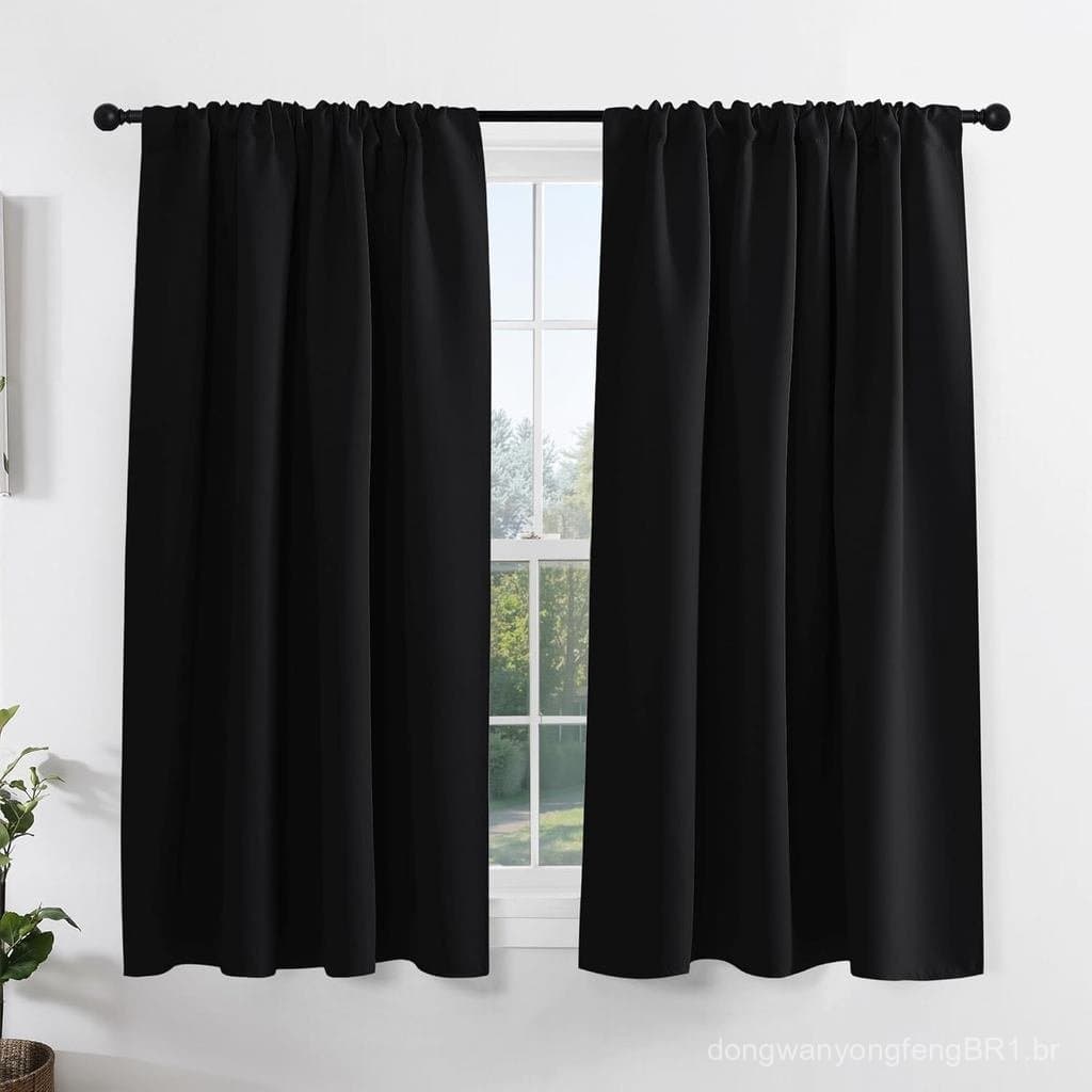 Cortinas de Janela para Cozinha PONY DANCE, Cortinas Curtas Blackout para Banheiro, Cortinas Térmicas Isolantes com Pass