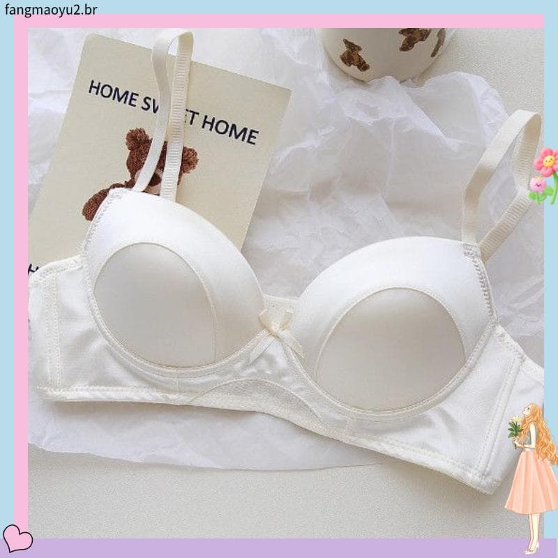 Francês doce cetim menina roupa interior copo fino confortável sem fio seios pequenos reunidos Super fada simples sutiã