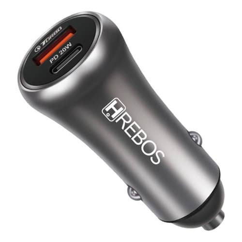 Carregador Veicular Turbo 20W Dual USB PD Sem Cabo Hrebos HS 395