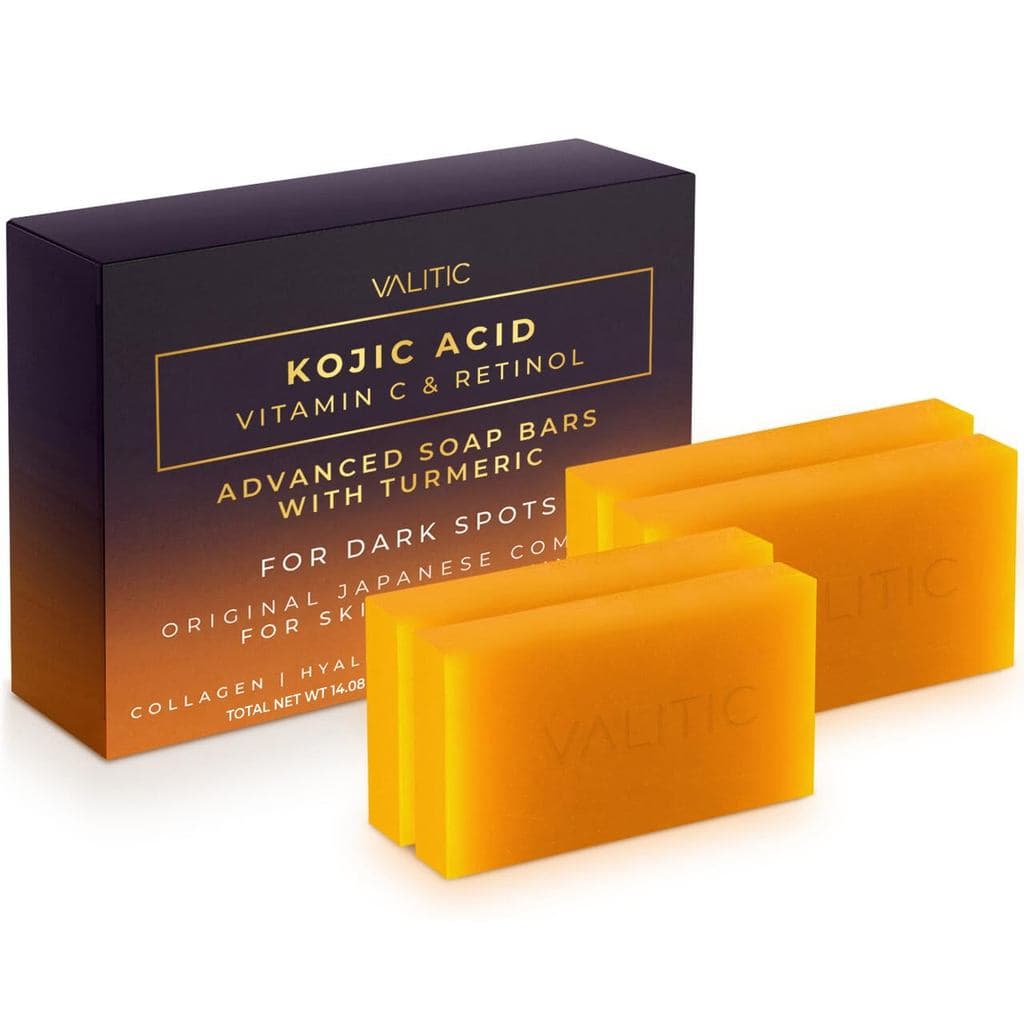 Barras de Sabão VALITIC com Ácido Kójico, Vitamina C e Retinol com Cúrcuma para Manchas Escuras - Complexo Original Japo