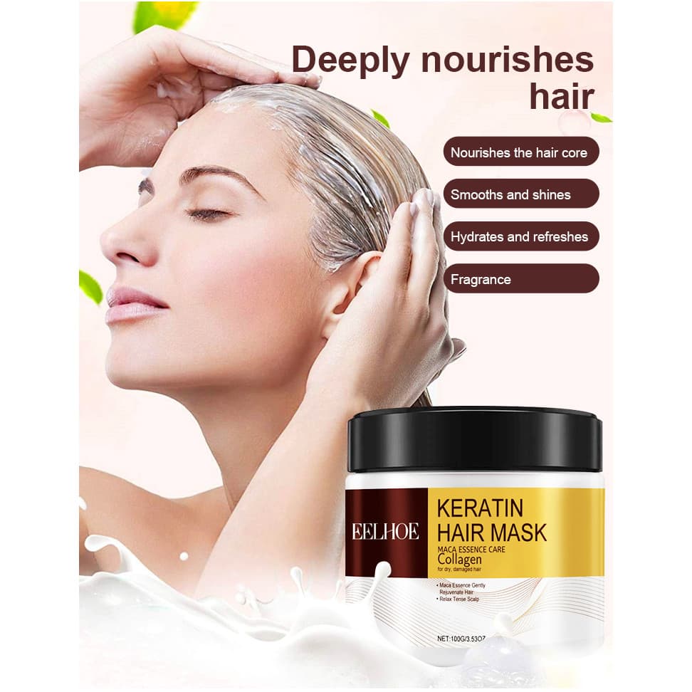 【Hidratação Profunda】Kirim Dalam 24 Jam/Máscara Capilar Colágeno/Hidratação Profunda/Anti-Queda/Reparação de Pontas Dupl
