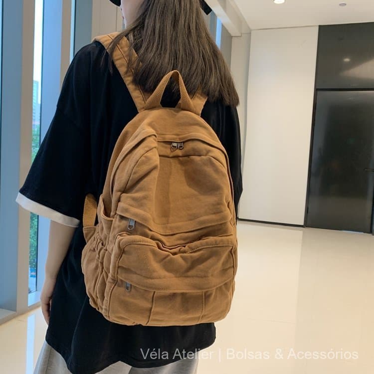 Mochila Feminina para Notebook de Jeans Espaçosa para Faculdade Trabalho e Viagem