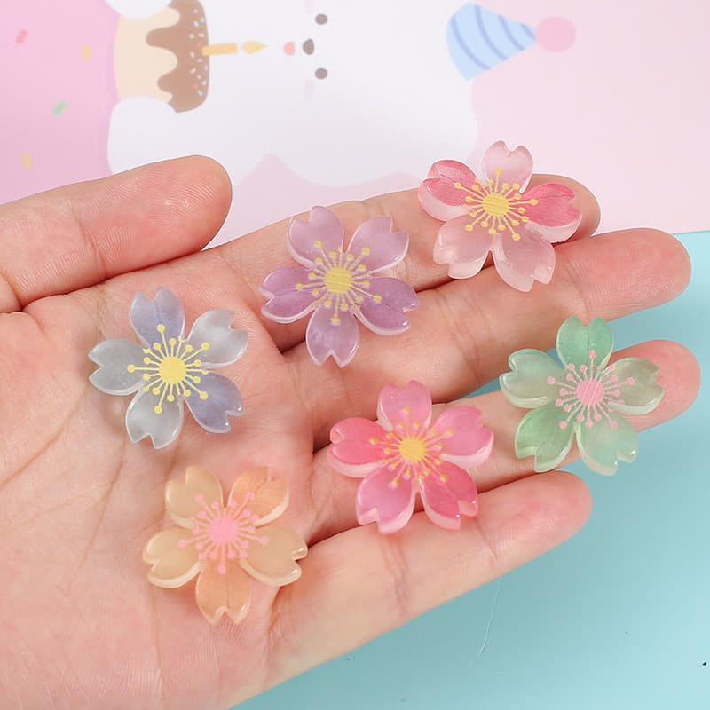 Materiais para joias DIY com efeito brilhante no escuro, acessórios de flores em resina, materiais para decoração de cap
