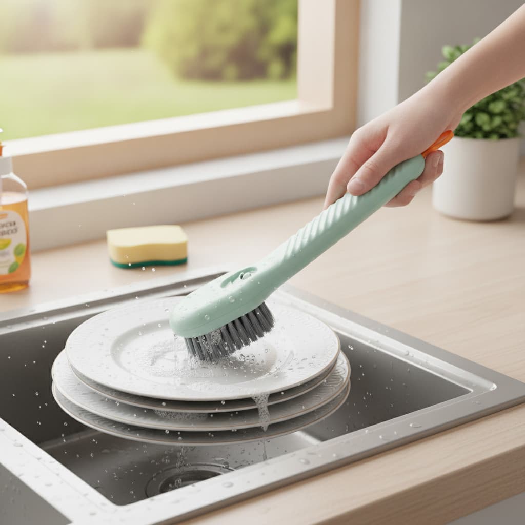 Escova Limpeza Multiuso Cozinha Premium com Dispenser Sabão Integrado Ergonômica Cerdas Resiste