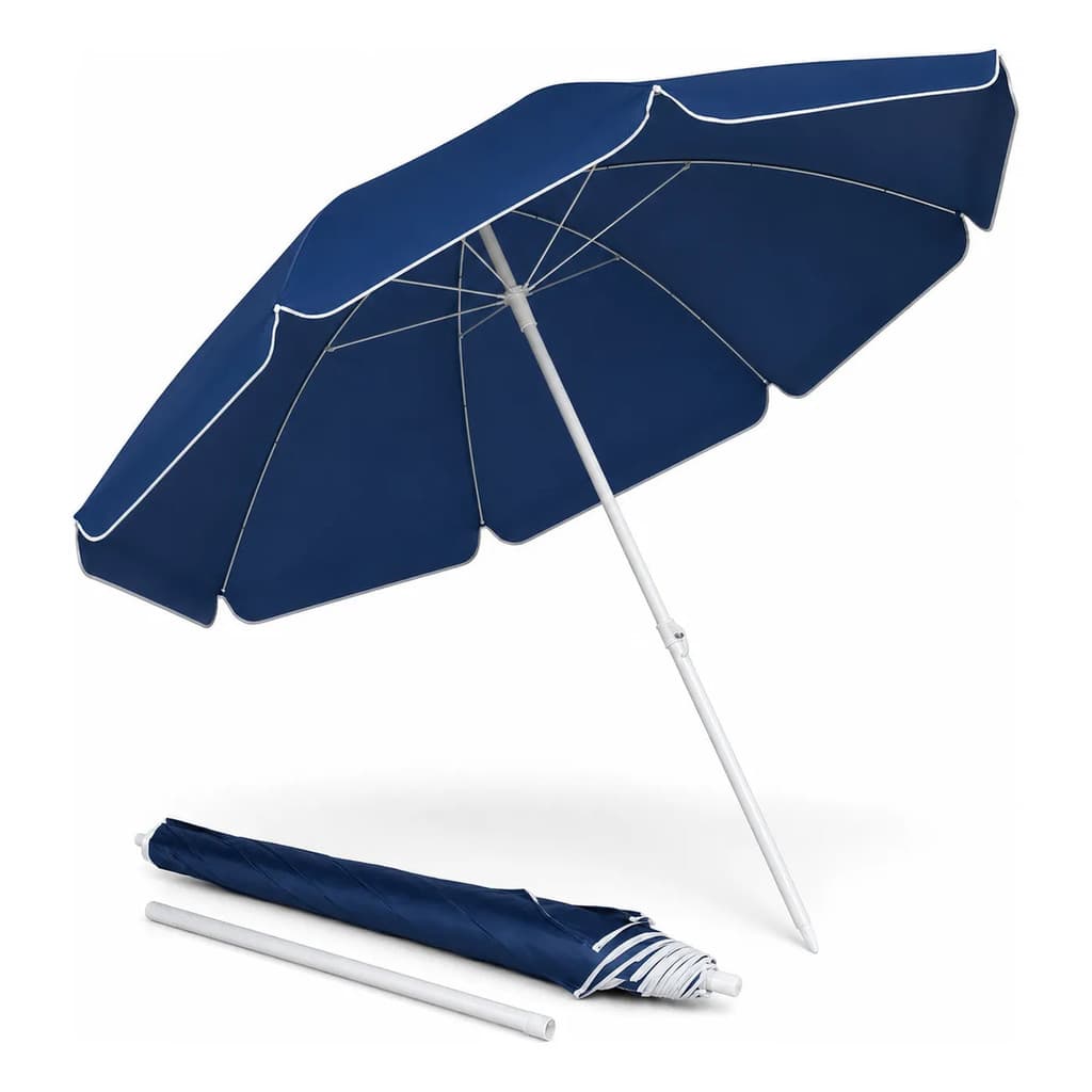 Guarda-sol Gigante Azul 2,2m Ajustável Uv Praia Piscina Camping