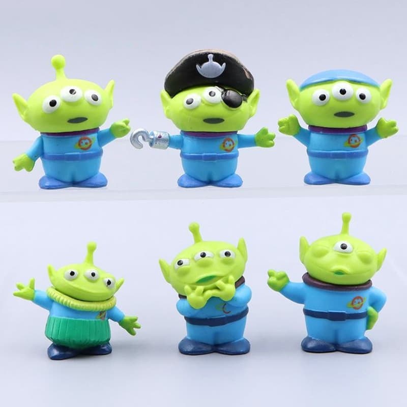 6 peças/conjunto de personagens de desenhos animados de "Toy Story" de 3-4 cm, incluindo alienígenas, piratas, Hula, Min