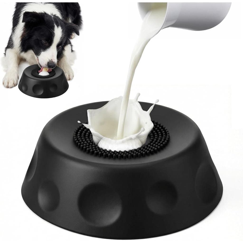 Tigela para Cães com Bola Rolante para Alívio da Ansiedade, Comedouro Lento para Iogurte e Caldo de Osso, Brinquedo Inte