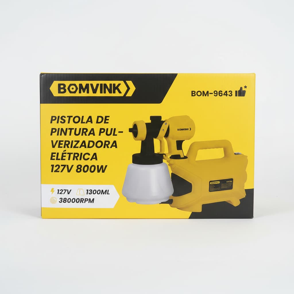 Pistola de Pintura Pulverizadora Elétrica 127V 800W 1300ml BOMVINK BOM-9643