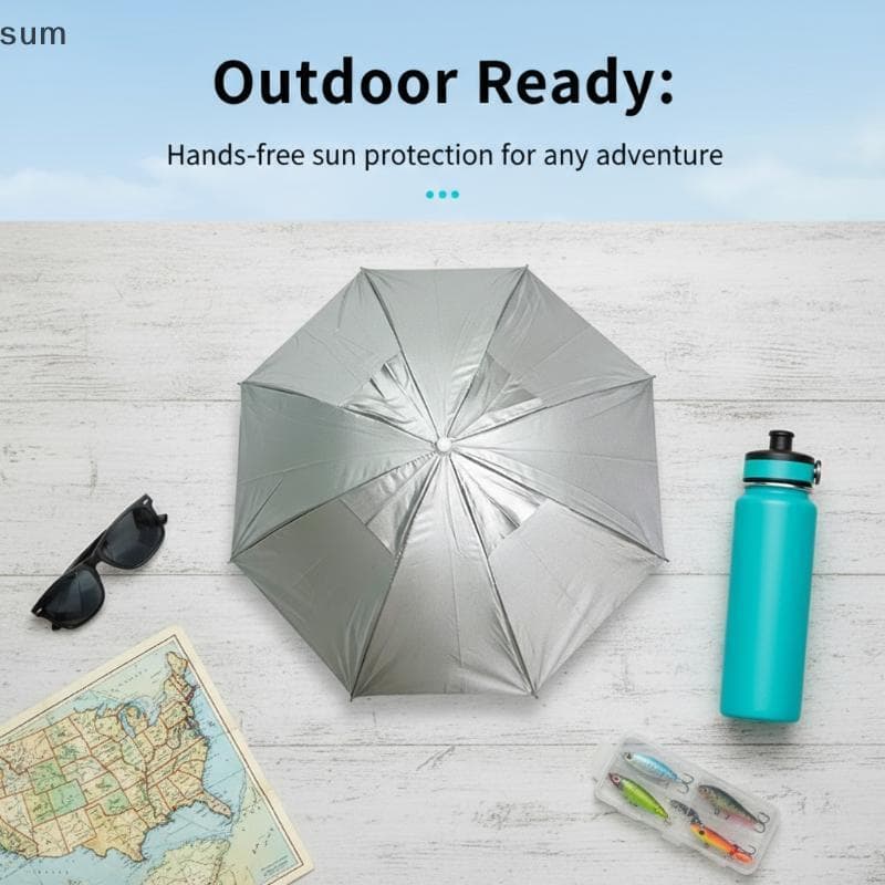 [sum] Chapéu Guarda-Chuva De Portátil Unissex Dobrável Para Pesca Ao Ar Livre Sol À Prova D'água Acampamento Chapéus De
