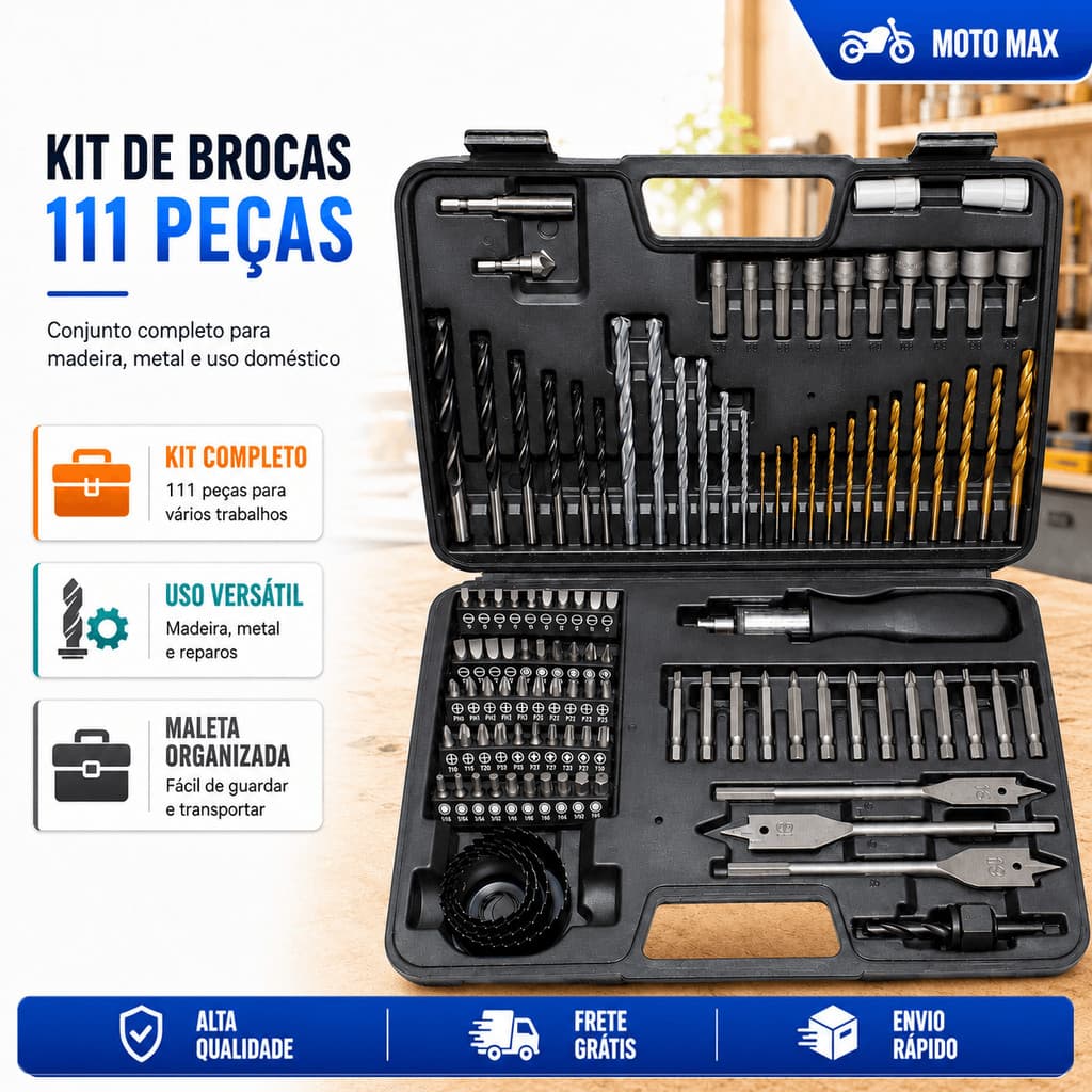 111kit Jogo Brocas Com Estojo Brocas Bits Pontas Soquete Maleta Portátil Para Madeira Concreto Parafusadeira