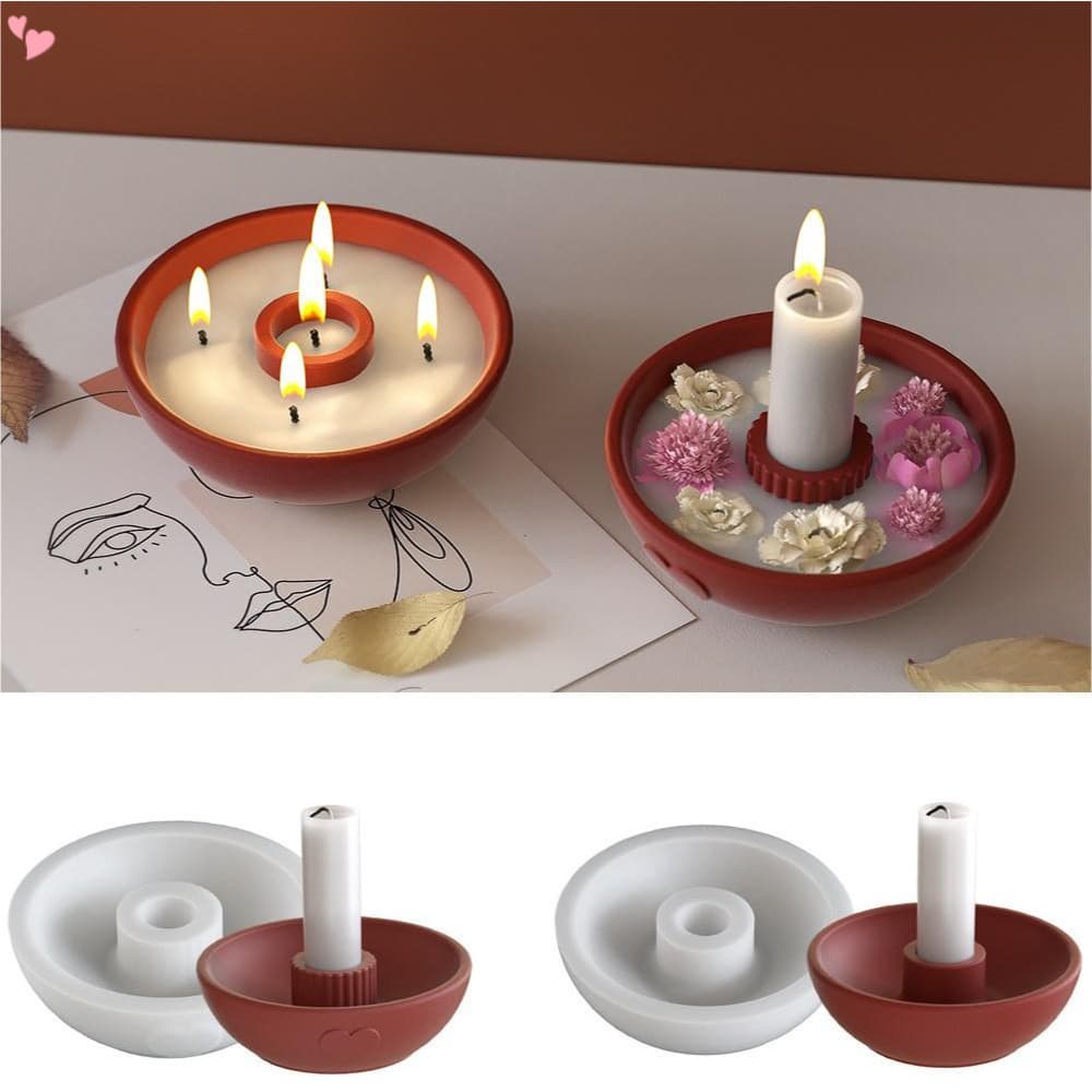 Molde Redondo De Castiçal , Suporte Exclusivo , Bandeja De Recipiente De Tigela , Moldes De Silicone Para Concreto De Re