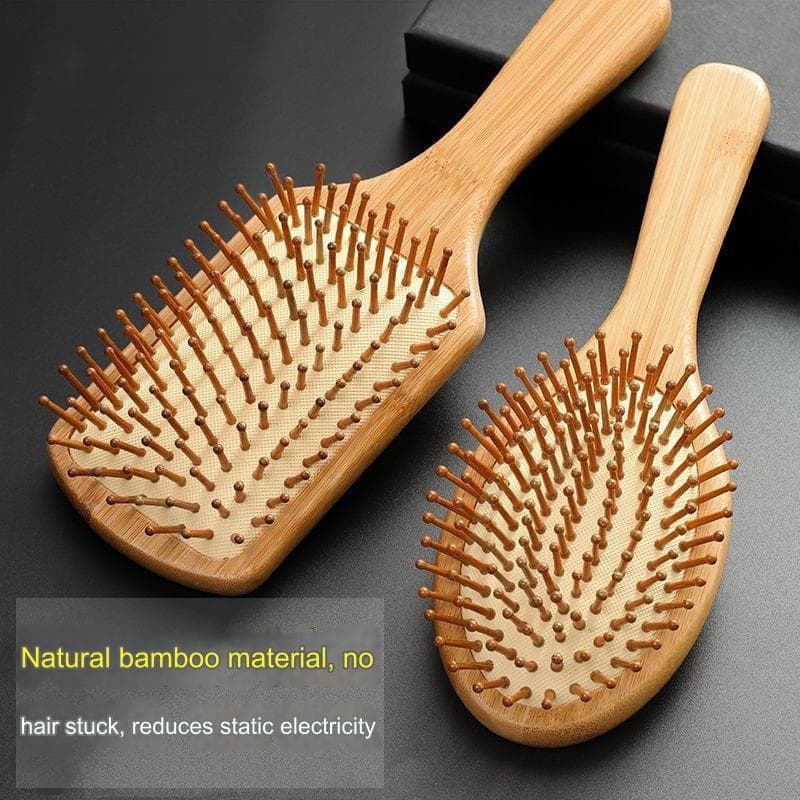 Pente de madeira de bambu de 1 peça, escova de massagem profissional para a saúde, adequada para queda de cabelo, alta q