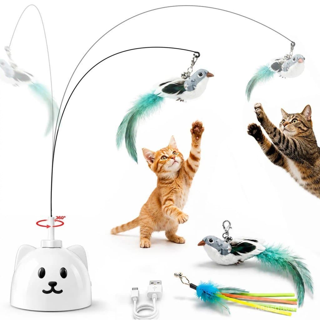 Novo brinquedo para gatos de 2026, recarregável por USB, com base de ventosa, rotação de 360 graus. °     Brinquedo gira