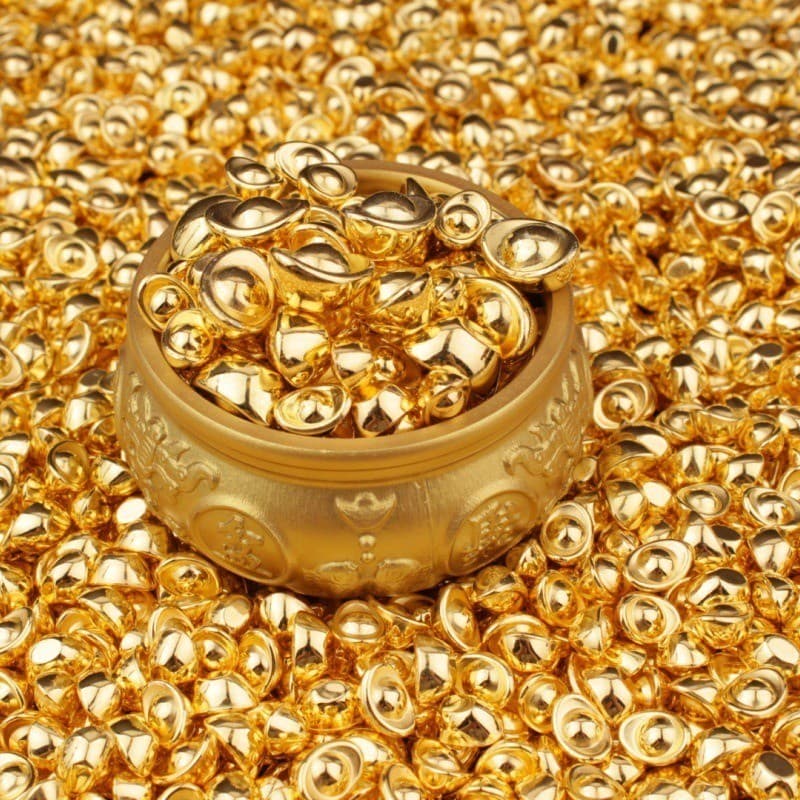 100 Peças Mini Ornamentos De Lingote De Ouro , Pequenos Lingotes De Metal Decorações De Aquário Presente Perfeito E Arte